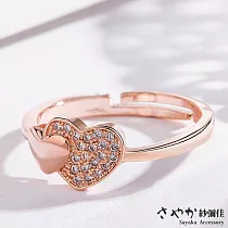 【Sayaka紗彌佳】心心相印甜蜜心形鑲鑽戒指 ─玫瑰金