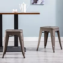 E─home 四入組 Una尤娜工業風可堆疊金屬吧檯椅─高45cm 三色可選槍色