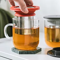 【PO：Selected】丹麥泡茶玻璃杯350ml 2.0 (黑+紅)
