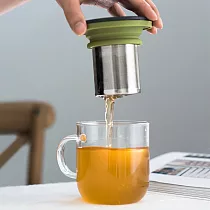 【PO：Selected】丹麥泡茶玻璃杯350ml 2.0 (黑+綠)