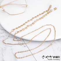 【Sayaka紗彌佳】歐美時尚鏤空五角星造型太陽眼鏡金屬鍊防滑鍊 ─金色