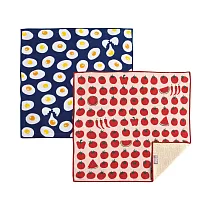 日本 +ima有機棉方巾〈吃貨系列〉夏日蔬果+荷包蛋二入組