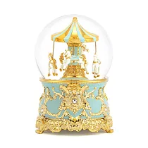 JARLL歐式傘蓋遊樂馬水球音樂盒─蒂芬妮鑲金