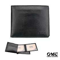 【OMC】10卡2照義大利紳士可拆式左右翻牛皮短夾─ 黑色
