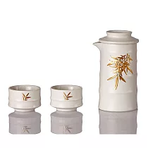 《乾唐軒活瓷》竹君子泡茶器 / 一壺+二杯 / 牙白金