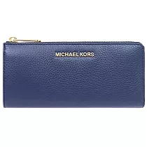 MICHAEL KORS 荔枝紋皮革L拉鍊長夾─深藍
