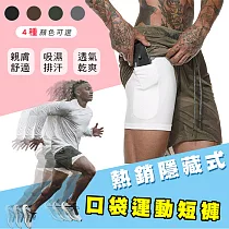 熱銷隱藏式口袋運動短褲 迷彩L款