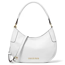 MICHAEL KORS 荔枝紋皮革拉鍊肩背包─白