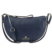 MICHAEL KORS 素面皮革拉鍊斜背包─深藍