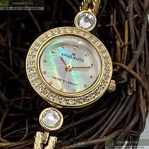 ANNE KLEIN安妮克萊恩精品錶，編號：AN00567，20mm圓形金色精鋼錶殼貝母， 變色錶盤精鋼金色錶帶