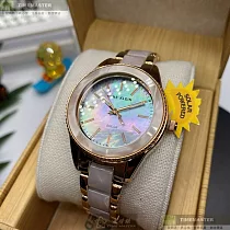 ANNE KLEIN安妮克萊恩精品錶，編號：AN00622，34mm圓形玫瑰金精鋼錶殼變色錶盤精鋼玫瑰金色錶帶