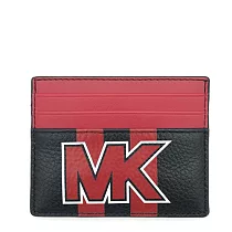 MICHAEL KORS 防刮皮革MK印字撞色票卡夾/證件夾─紅黑