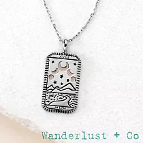 Wanderlust+Co 澳洲品牌 銀色月亮女神項鍊 長方形錢幣項鍊 La Luna