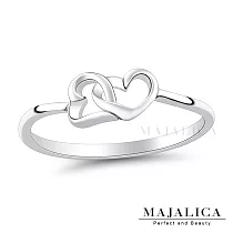Majalica純銀戒指心心相扣女戒925純銀尾戒新春開運防小人PR9022 4 美國圍#4號