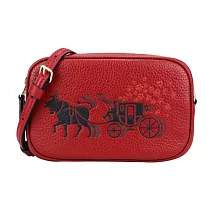 COACH 新年牛車荔枝紋皮革斜背/腰包 ─紅