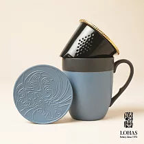 【陸寶LOHAS】金喜環蓋杯 金喜祝福 日本瀨戶黑陶 茶蓋+茶格+茶杯 富貴紅