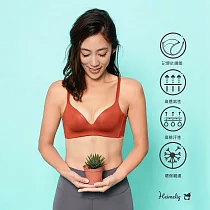 【Heimelig直立棉 嘖嘖款】無痕美胸美背軟鋼圈環保直立棉內衣0037 磚紅 38/85A 磚紅