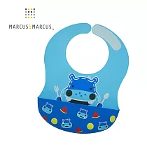 【MARCUS&MARCUS】動物樂園大口袋寬版矽膠立體圍兜─河馬