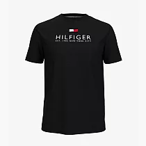 TOMMY HILFIGER 男版素色經典LOGO圓領棉質短袖 L 黑