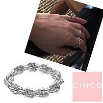 CINCO 葡萄牙精品 Bia ring 925純銀 簡約編織小寬版戒指 6號