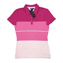 TOMMY HILFIGER 女版三色寬細橫條紋短袖POLO衫 M 粉桃
