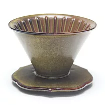 MILA 手作燒陶自然釉咖啡濾杯02(台灣製造)─茶墨