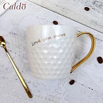 【Caldo卡朵生活】溫暖小語立體蜂紋金把馬克杯 350ML 更愛自己