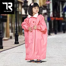 【TDN】小揹兒童背包雨衣超防水輕量學生書包連身雨衣(拉鍊前開雨衣附收納袋雨帽ED4258) 凱蒂粉 M號