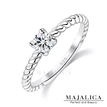 MAJALICA單鑽女戒S925純銀戒指尾戒 幸福時刻婚戒戒子 PR9029 美國圍7號|內直徑約1.73CM