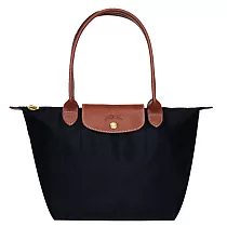 LONGCHAMP LE PLIAGE系列長把再生尼龍摺疊水餃包(中) 黑