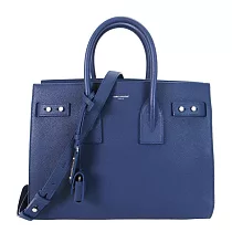 YSL Saint Laurent Sac De Jour 鎖頭牛皮三層兩用包─ 夾層可拆/小/蔚藍