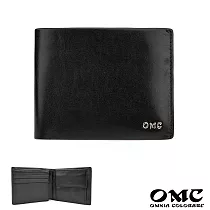【OMC】義大利植鞣9卡1照左右翻牛皮短夾─ 黑色