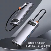 Baseus倍思 金屬微光系列6合1多功能Type─C Hub擴展塢 CAHUBCW0G 深空灰