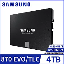 【SAMSUNG 三星】SSD 870 EVO 4TB 2.5吋 固態硬碟(MZ─77E4T0BW)公司貨