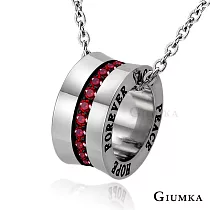 GIUMKA情侶項鍊白鋼短鏈 財運滾滾男女情人對鍊 單個價格 MN06042 情人節送禮推薦 45cm 石榴紅鋯小墜女鍊