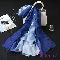 【Decoy】雙色梅花*漸變名媛雪紡紗透膚披肩圍巾 深淺藍