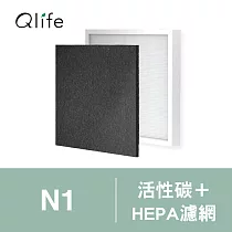 【Qlife質森活SheerAIRE席愛爾空氣清淨機N1專用黑鑽砂+HEPA抗菌奈米銀濾網