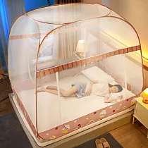 【巴芙洛】夜夜好眠超大空間蒙古包大方頂防蚊蚊帳 粉花兔 雙人加大