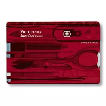 VICTORINOX 10用名片型透明瑞士刀─透明紅