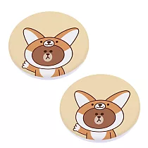 LINE FRIENDS 可愛叢林風 珪藻土瞬吸水杯墊 (同款2入/組)_ 狐狸熊大