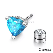 GIUMKA愛心純銀耳環S925純銀耳飾男女 單鑽爪鑲後鎖式鋼耳釘 栓扣式系列 MFS08133 藍鋯中墜5MM耳環單一支