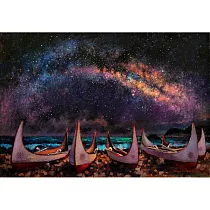 【玲廊滿藝】盧來全─星宇.蘭嶼76x56.5x4.5cm