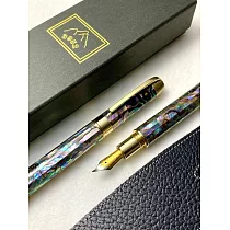 3952老山羊─大鵬灣 嚴選鮑魚貝殼 原銅 雙色書法鋼尖鋼筆