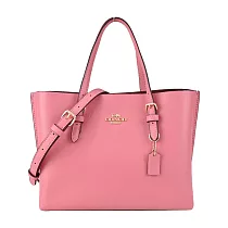 COACH MOLLIE 素面皮革手提/斜背兩用包─ 復古粉