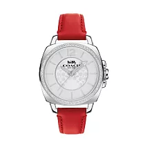 COACH 簡約皮革錶帶腕錶-紅