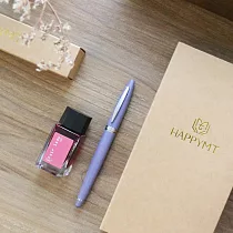 (免費客製化)HAPPYMT開心鋼筆銀夾 筆尖─B 紅碧