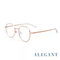 【ALEGANT】義式質感鬱金粉溫莎圈縷空造型圓框UV400濾藍光眼鏡
