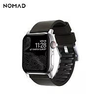 美國 NOMAD APPLE WATCH 專用職人防水機能皮革錶帶─44/42mm─ 棕皮銀扣
