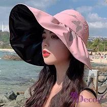 【Decoy】蝴蝶夫人*荷葉鏤空防曬遮陽帽 粉