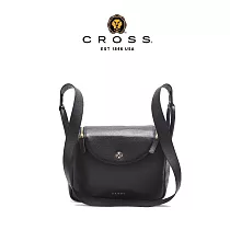 【CROSS】台灣總經銷 限量1折 頂級小牛皮側肩包 凱特系列 全新專櫃展示品 (黑色 中款)